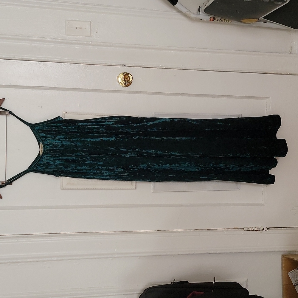 Green wide leg velvet jumpsuit